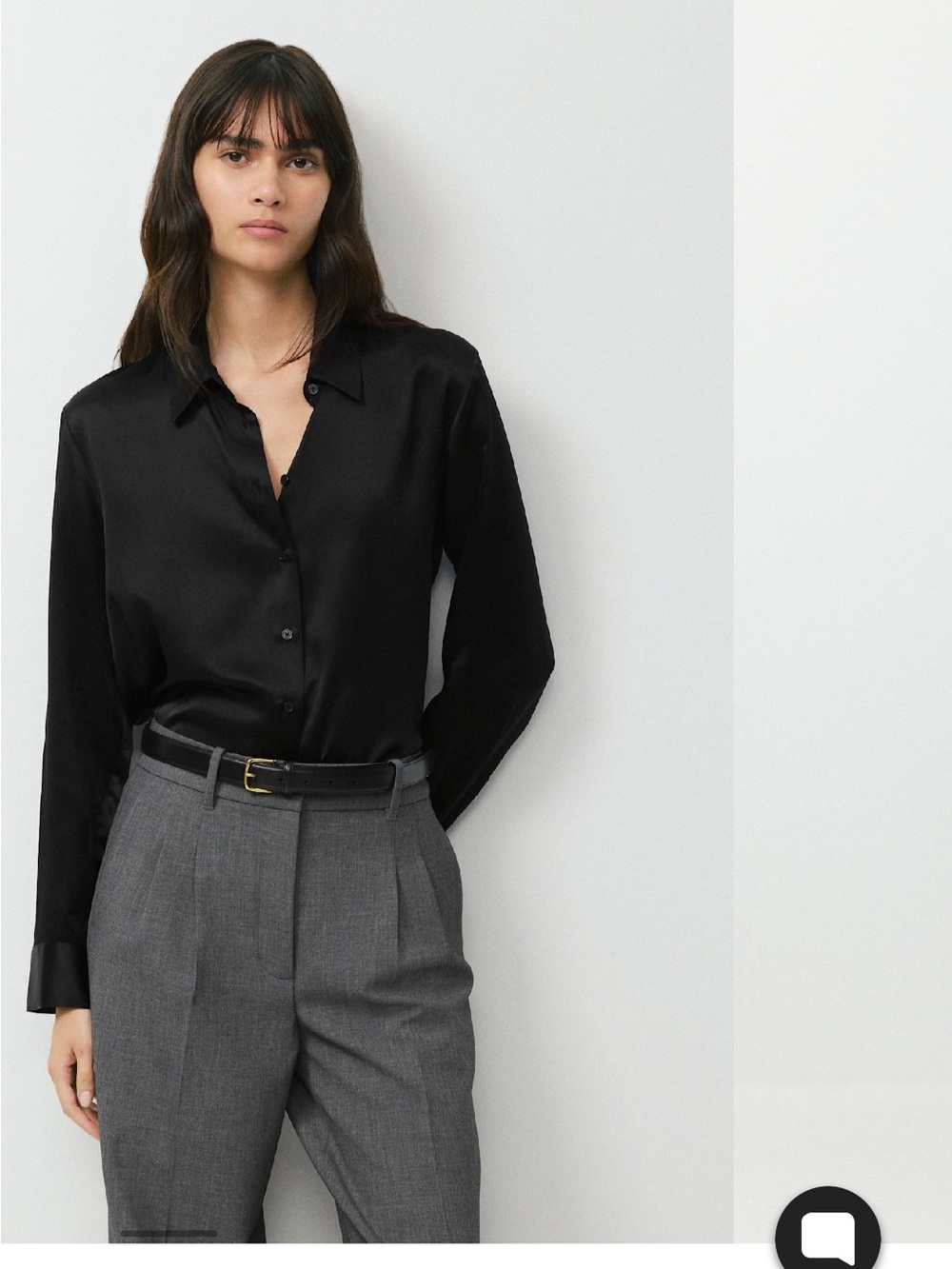 Velvet Heart Black Satin Button-Down Shirt
